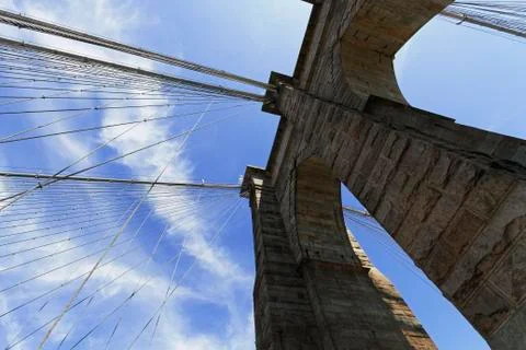 Views of the Brooklyn Bridge. Stock Photos