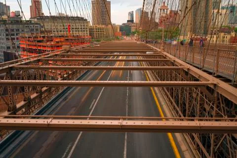 Views of the Brooklyn Bridge. Stock Photos