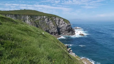 Views of the Cantabrian Sea from the cliffs Stock Footage 131086141