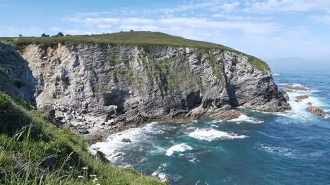 Views of the Cantabrian Sea from the cliffs Stock Footage 131086204