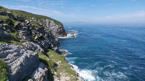 Views of the Cantabrian Sea from the cliffs Stock Footage 131086352