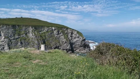 Views of the Cantabrian Sea from the cliffs Stock Footage 131086383