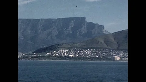 Views of Cape Town and Table Mountain 1970s from the Atlantic Ocean 스톡 동영상 232278681