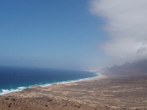 Views from the car of a wild beach Stock Footage 102230776