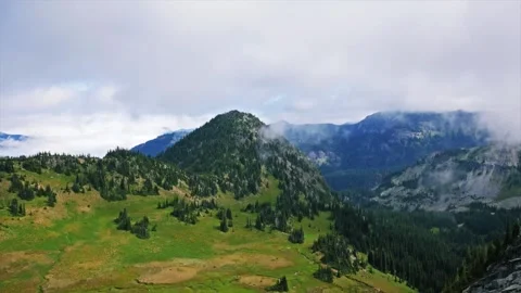 Views of the Cascade Mountains from Mount Fremont Lookout Trail, Mount Rainier N Stock-Footage 332084769