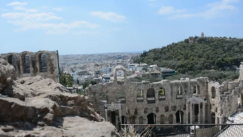 Views of the city of Athens from the Acropolis Stock Footage 124609079