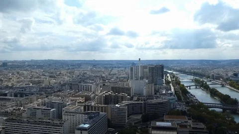 Views of the city of Paris from the Eiffel tower Stock Footage 95855394