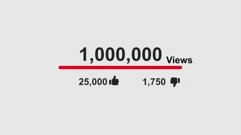Views counter animation on transparent background from 0 to one million. Stock Footage 337168286