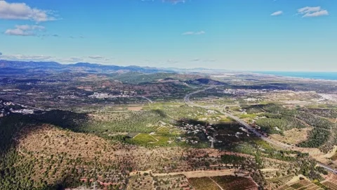 Views of countryside landscape in Spain with fields and mountains Stock Footage 327646654