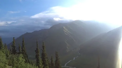 Views of the dawn in the mountains Stock Footage 80706700