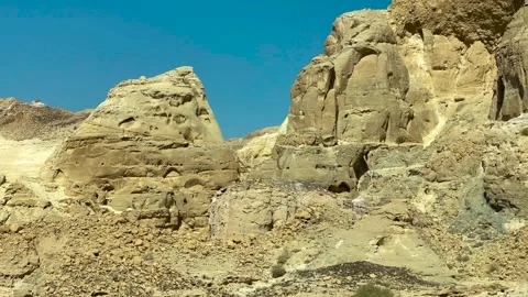 Views of desolate and rocky Arabian Desert Stock Footage 237808889
