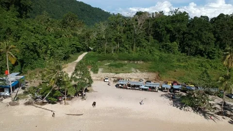 Views of forests, mountains and beaches using drones Video stock 235372579