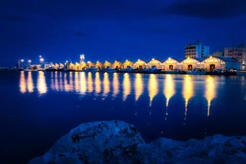 Views of the harbor at night. Foto stock
