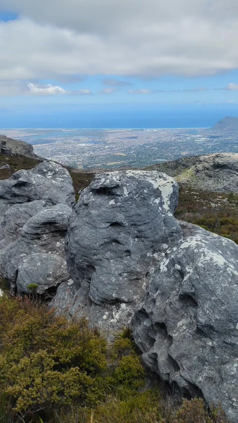 Views of Hiking on Table Mountain Stock Footage 300354558