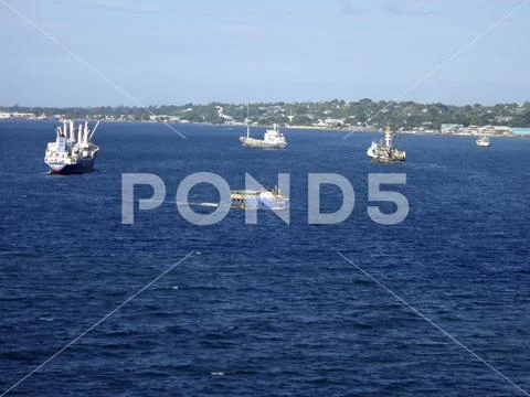 Views of Honiara from a cruise ship, Solomon Islands. Stock Photos