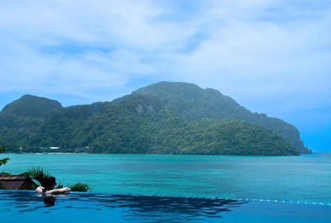 Views from infinity pool in Koh Phi Phi Islands. Stock Photos