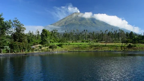 Views of the lake on the slopes of the mountain Stock Footage 76009917