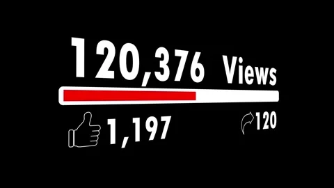 Views, likes and share increasing on black background Video stock 296544796