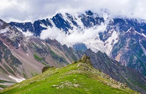 Views of the mountain ranges in the clouds. Stock Photos