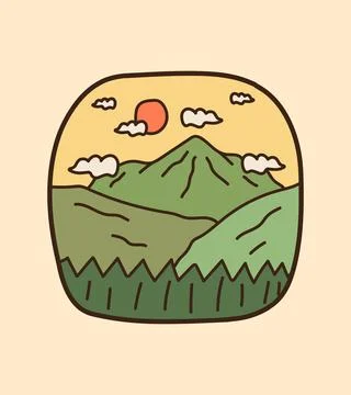 Views of the mountains and sea on the cloudy day for T-shirt Design Stock Illustration