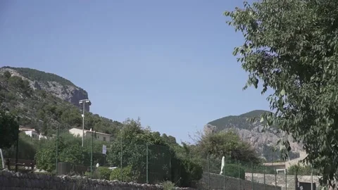 Views of mountains from the distance Stock Footage 134605928