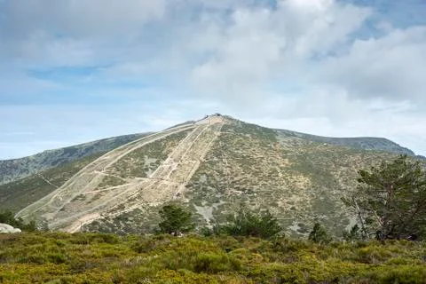 Views of Navacerrada Ski resort from Siete Picos (Seven Peaks) range Stock Photos