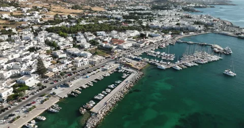 Views over Paros Harbor on Paros Island in Greece. Stock Footage 232977059