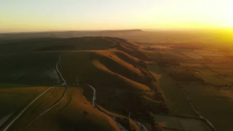 Views over the South Downs National Park in Sussex England. Devils dyke, Brighto Stock-Footage 156277650