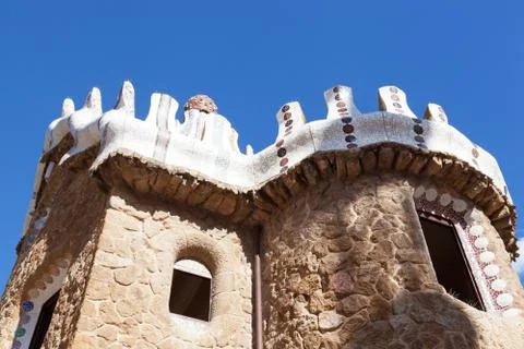 Views from the parc guell designed by antoni gaudi, barcelona, spain. Fotos Stock
