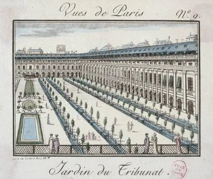 Views of Paris, Numero 9 - Jardin du Tribunat Dorges. Views of Paris, Numb... Stock Photos