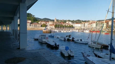 Views of the port of Lekeitio Stock Footage 133465797