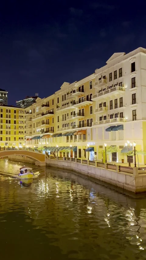 Views of Qanat Quartier in Doha, Qatar. January 13, 2026 Stock Footage 325901468