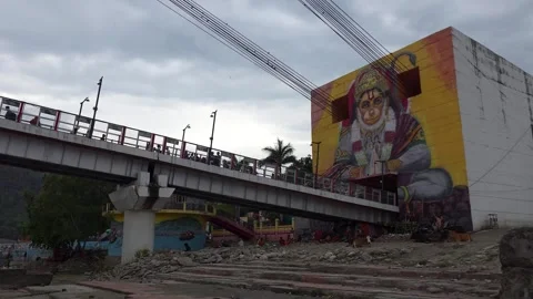 Views from Rishikesh’s Historic Bridge Stock Footage 313564515