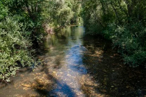 Views of the River Bernesga Stock Photos