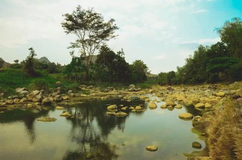 Views of the river in the mountains Foto stock