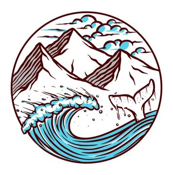 Views of the sea and mountains vector illustration Stock Illustration