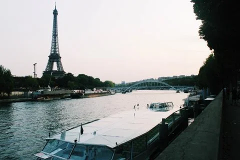 Views of the seine river with the eiffel tower in the background Foto stock