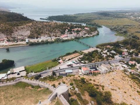 Views of Shkoder, Albania by Drone Stock Photos