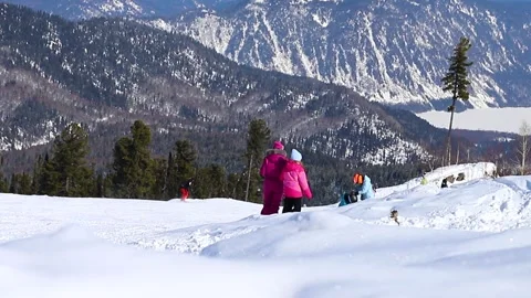 Views of the ski resort Teletski. Stock Footage 268708694