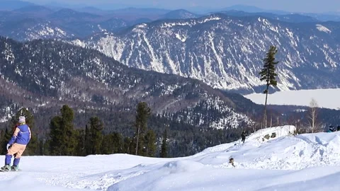 Views of the ski resort Teletski. Stock Footage 268708726