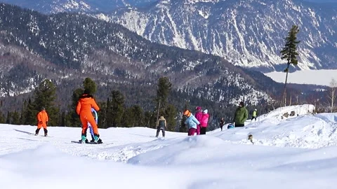 Views of the ski resort Teletski. Stock Footage 268708792