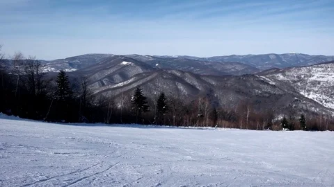 Views of Snow Landscape Background Winter Sport Recreations Ski Skiing Resort Stock Footage 72102655