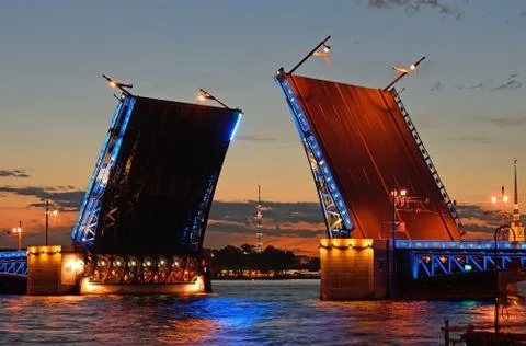 Views of the TV tower in the target separated Palace bridge on N Stock Photos