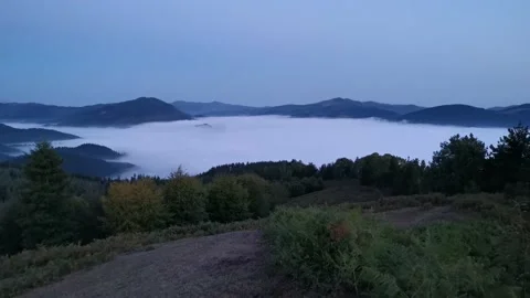 Views of the valley covered with low clouds Stock Footage 140451160