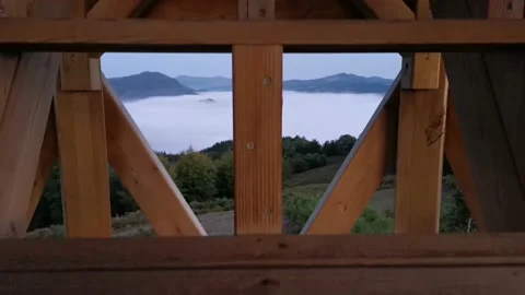 Views of the valley covered with low clouds Stock Footage 140452608