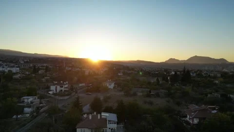 Views of villas at sunset Stockbeeldmateriaal 292034594