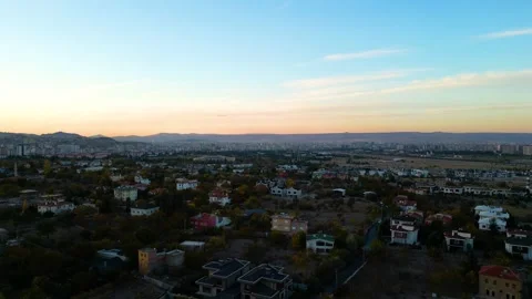 Views of villas at sunset Stockbeeldmateriaal 292034792