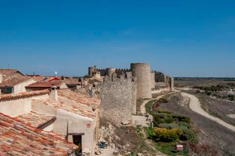 Views of the wall of  the small  medieval-style village Uruena Stock Photos