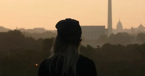 Views of Washington, DC at sunset Stock Footage 137214757