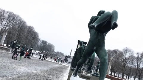 Vigeland park oslo monuments Stock Footage 100888920